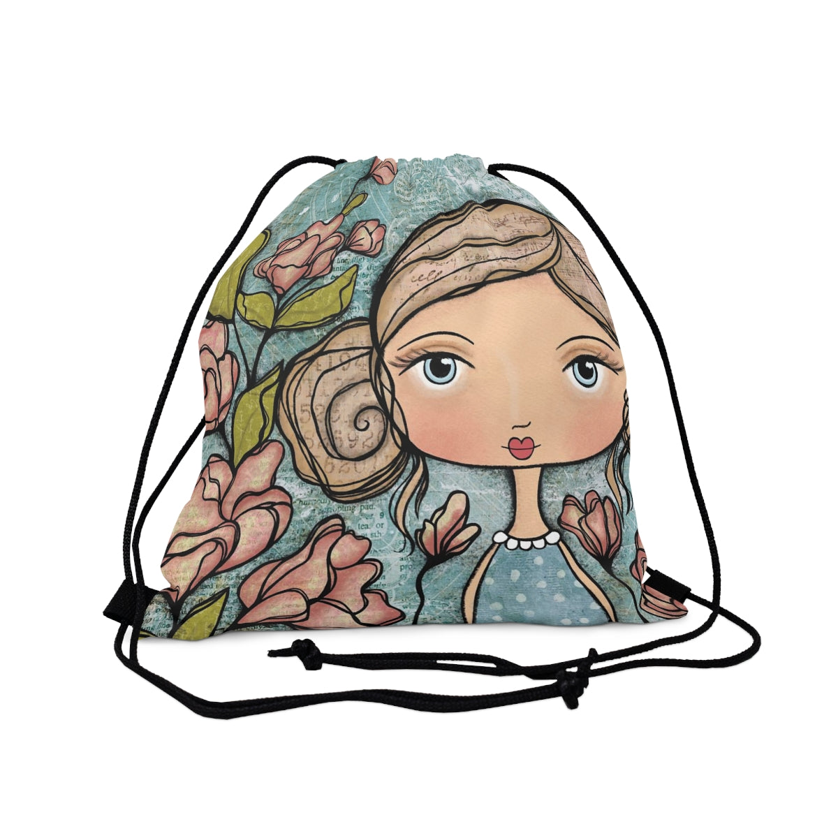 Drawstring Bag, small backpack or bookbag, art bag, shoe bag,