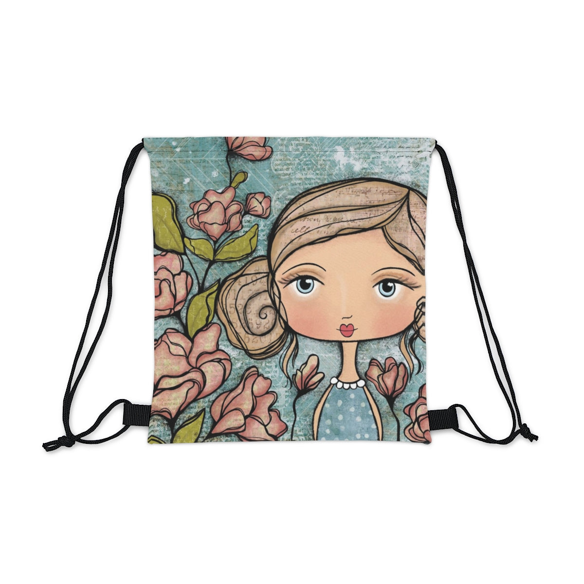 Drawstring Bag, small backpack or bookbag, art bag, shoe bag,