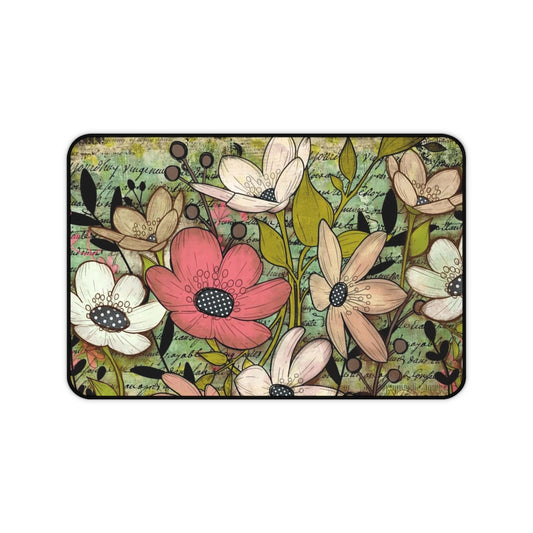 Vibrant floral desk mat, large mouse pad, custom original art by NicCreates